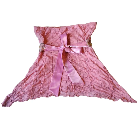 Vintage Y2K Pink Lace Beaded Sequin Fairy Corset Belted Top Sz S To M - Picture 5 of 9